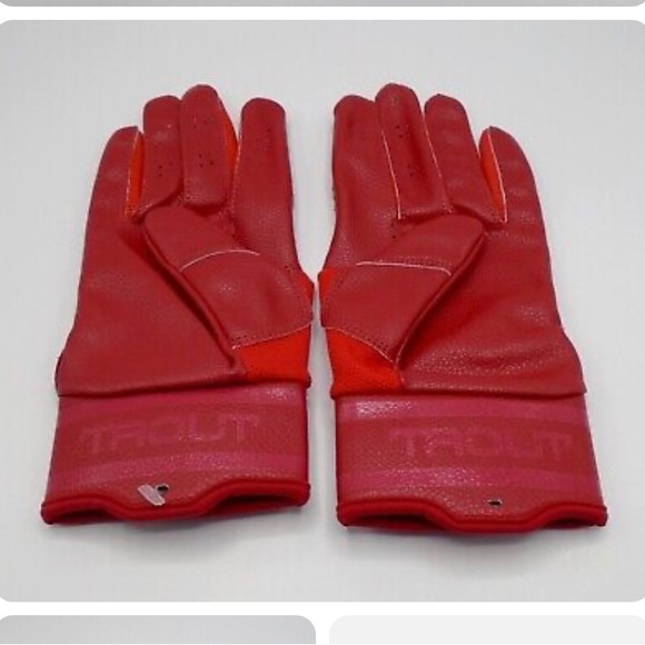 Nike Trout Force Edge Batting Gloves 2.0 Youth Large Red/Metallic Chrome - Picture 2 of 15